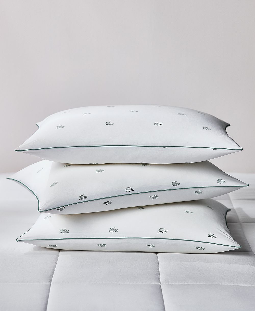 Lacoste Home All Over Crocs Cotton Firm Density Pillow, Standard/Queen