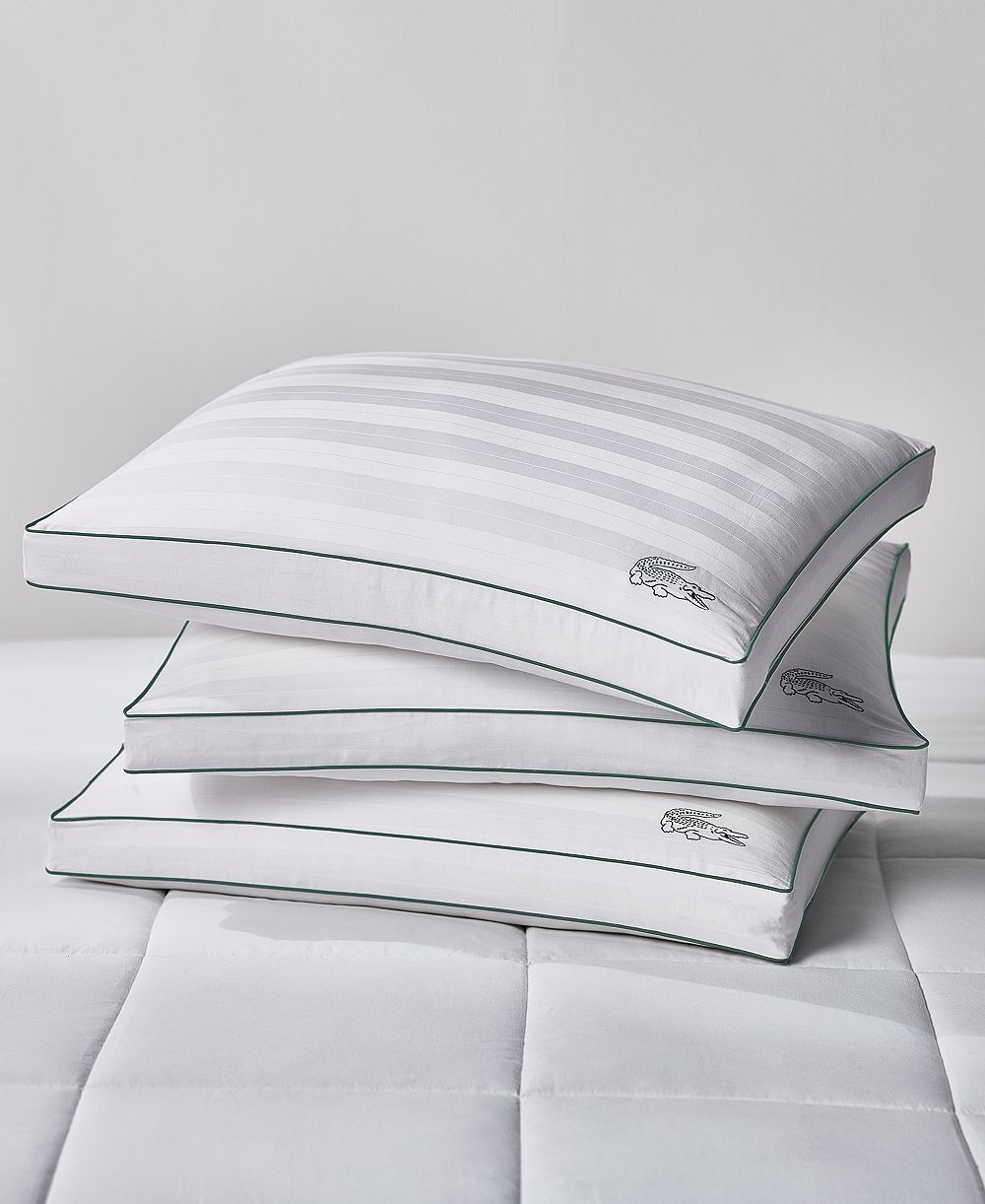 Lacoste Home Tennis Stripe Cotton Gusseted Medium-Density Pillow, King