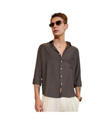 Мужская рубашка Campus Sutra Charcoal Grey Breezy Wrinked Relaxed