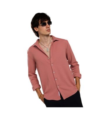 Рубашка Campus Sutra Men's Salmon Pink Stripe-Creased