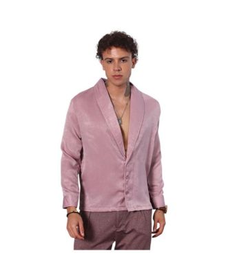 Campus Sutra Men's Flamingo Pink Shawl Collar Shirt