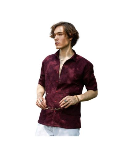 Мужская рубашка Campus Sutra Wine Red Foliage-Tactile