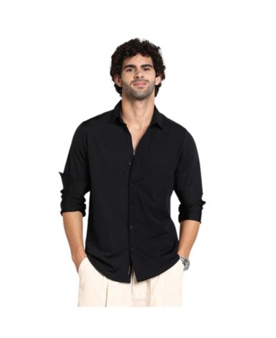Campus Sutra Men's Onyx Black Everyday Solid Shirt