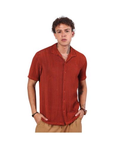 Мужская рубашка Campus Sutra Terracotta Brown Puffy-Textured