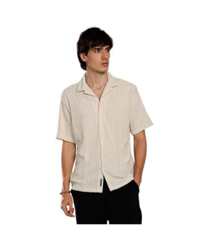 Campus Sutra Men's Off-White Aztec-Textured Shirt