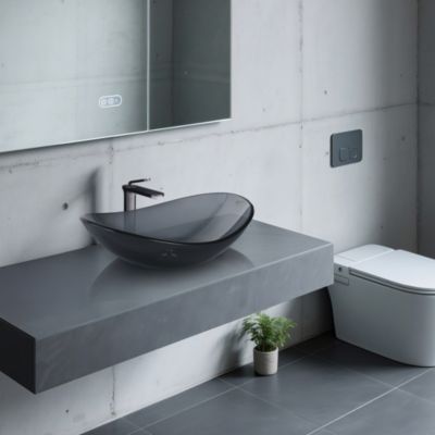 Комплект смесителя и раковины Aquaterior 6 7/8" x 1 15/16" x 12 3/8" Tempered Glass Sink