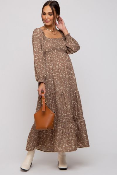Женское платье Pinkblush Black Floral Smocked Long Sleeve Maxi