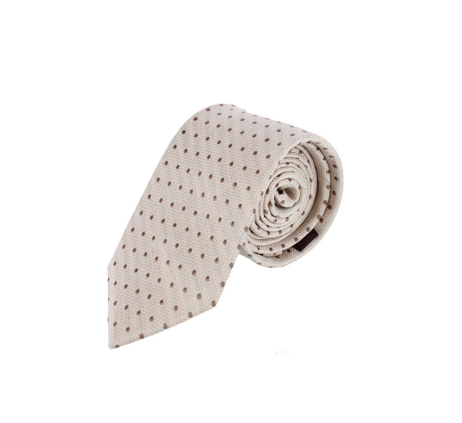 TRAFALGAR Men's Ignacio Linen Blend Polka Dot Vertical Slant Lined Business Necktie