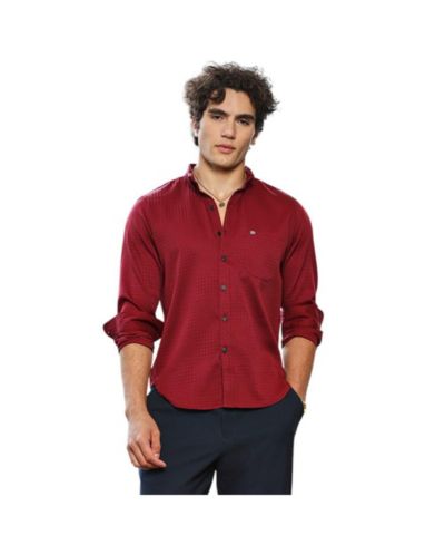 Рубашка Campus Sutra Men's Ruby Red Houndstooth-Tactile