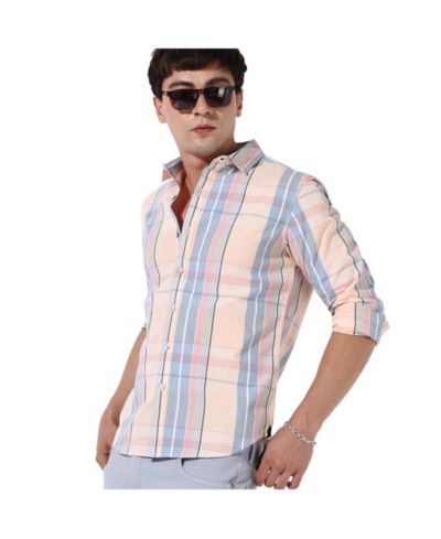 Campus Sutra Men's Cotton Plaid Button Up Shirt