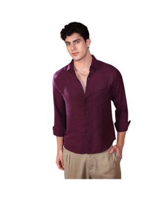 Мужская рубашка Campus Sutra Plum Purple Breezy Wrinked Relaxed