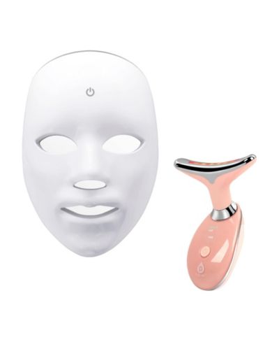 Pursonic LED Glow Set – 7-in-1 LED Light Therapy Face Mask + 7-in-1 LED Face & Neck Sculpting Wand