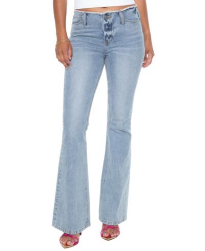 Blue revival Women's Y2K Cutoff Waist Bootcut Jeans