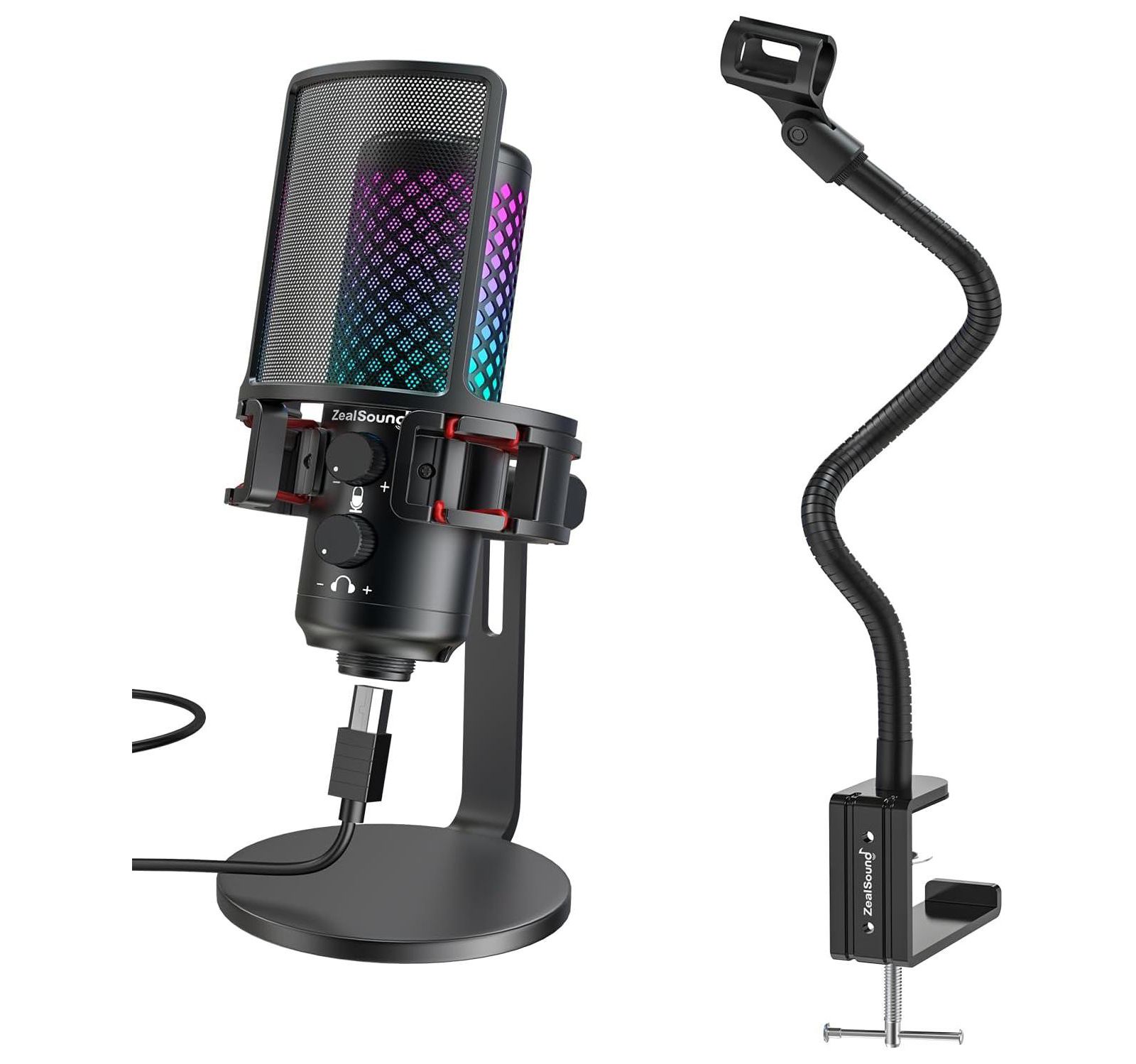 Микрофон ZealSound Gaming USB RGB BKD-12a с гибкой стойкой H1
