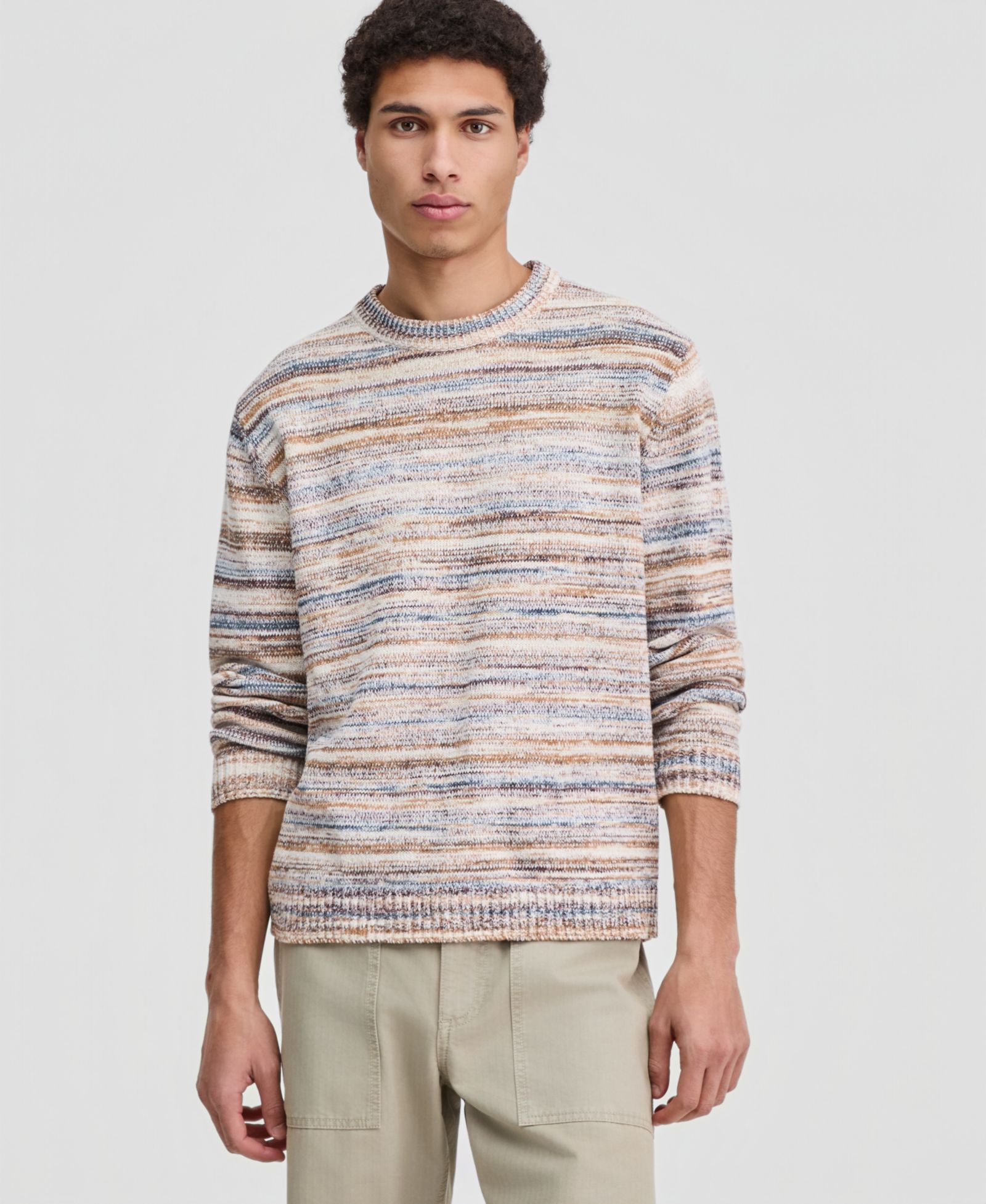 Sun + Stone Мужской джемпер с длинным рукавом Space-Dyed Crewneck
