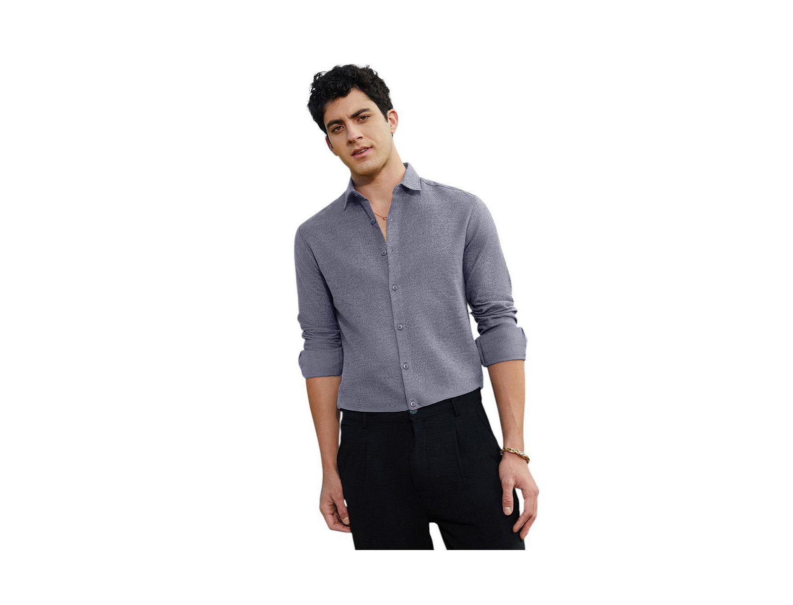Campus Sutra Men's Aegean Blue Grainy Shirt