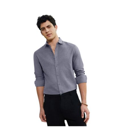 Campus Sutra Men's Aegean Blue Grainy Shirt