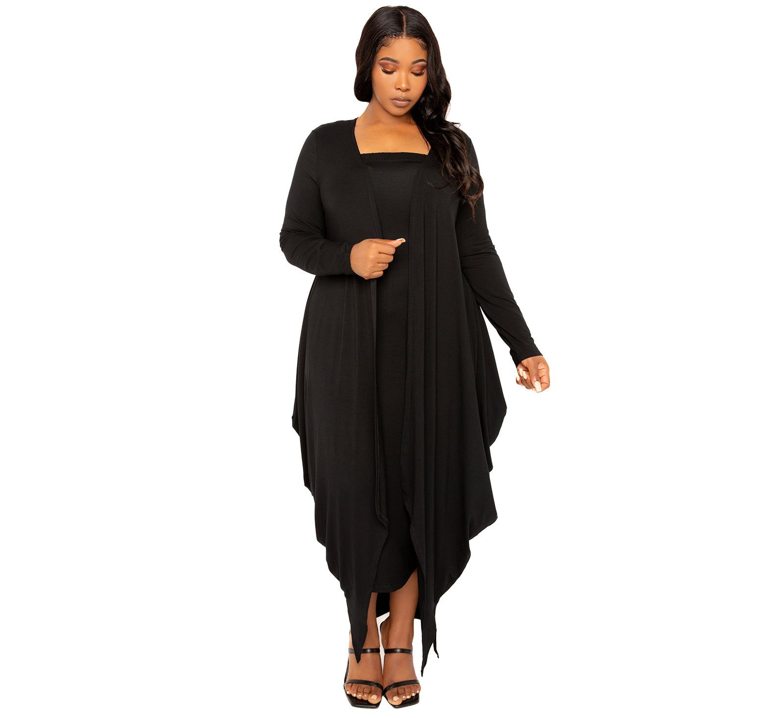 Buxom Couture Women's Cascade Bubbled Hem Cardigan