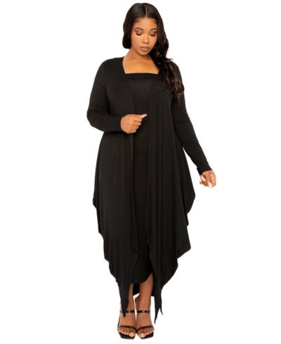 Buxom Couture Women's Cascade Bubbled Hem Cardigan