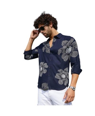 Мужская рубашка Campus Sutra Navy Blue Maxi-Flora