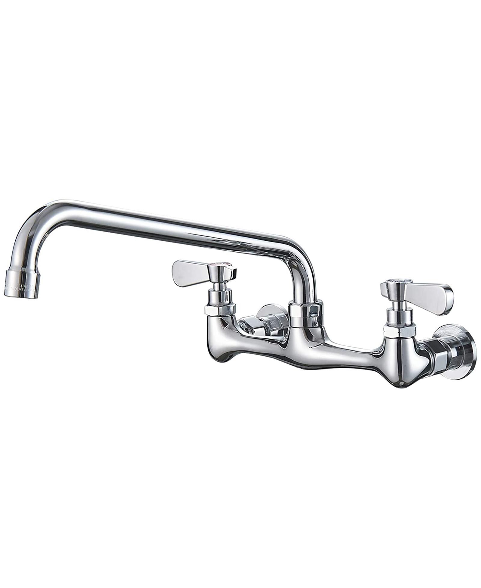 Greenspring 2-Handle Wall Mount Kitchen Faucet with 12" Swivel Spout and 8" Center Faucet