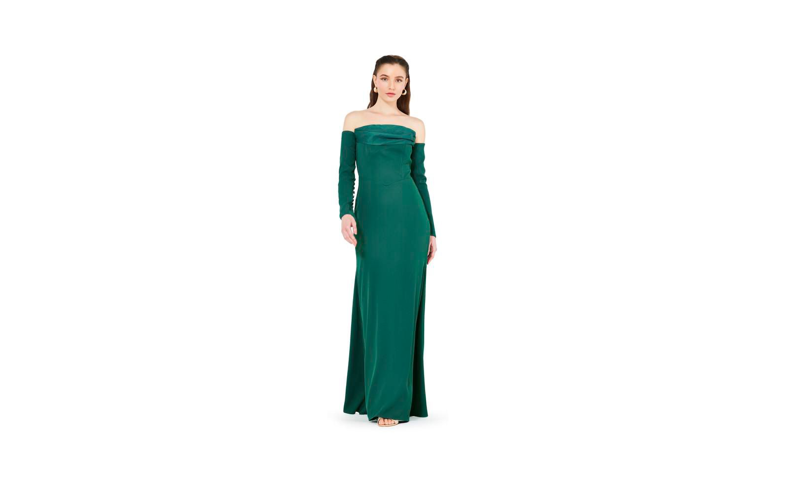 Женское вечернее платье AMRI Off-The-Shoulder Pleat Drape Gown
