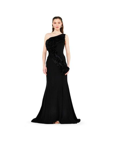 Женское вечернее платье AMRI Organza Ruffle Detail Mermaid Crepe Gown