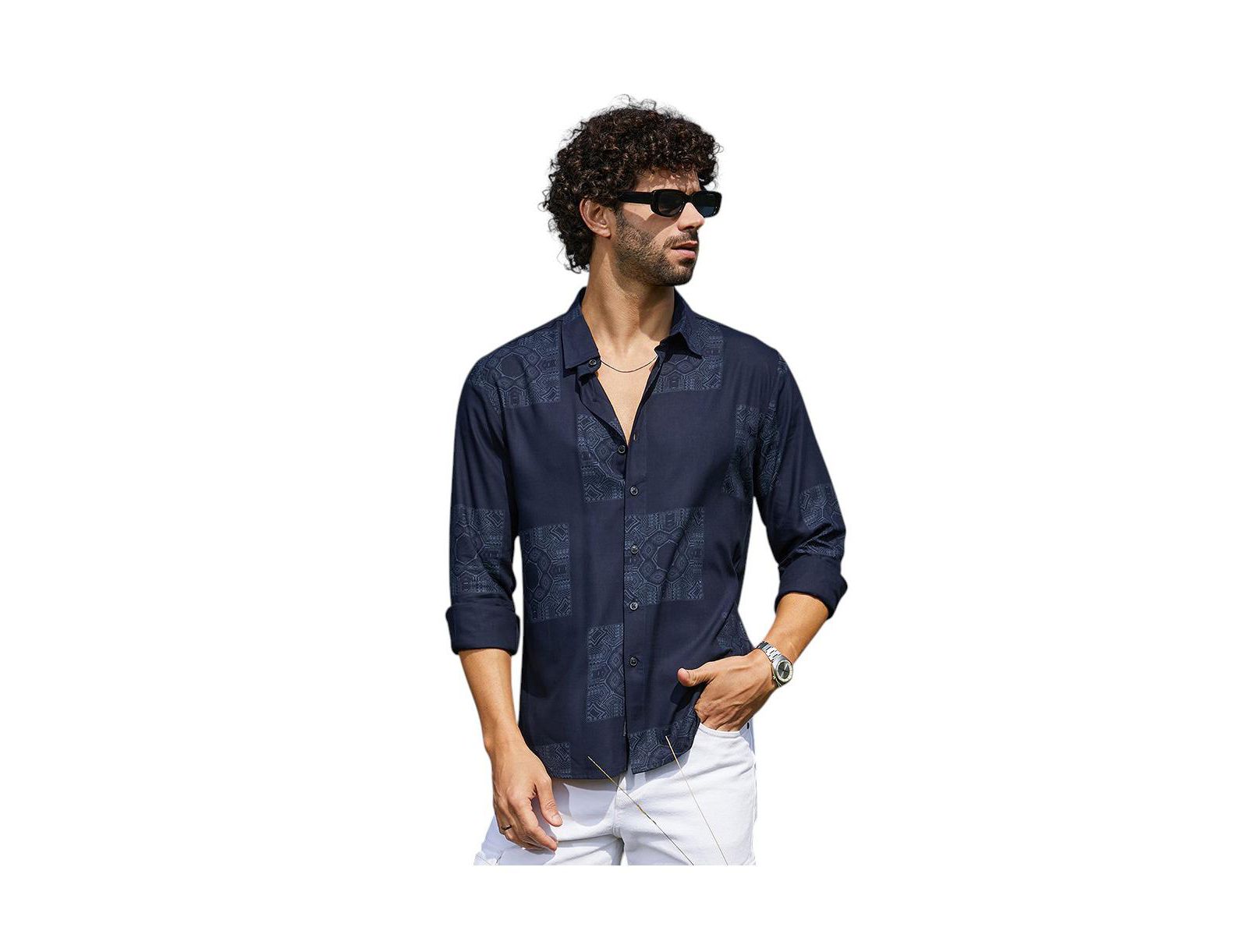 Campus Sutra Men's Navy Blue Celtic-Block Shirt