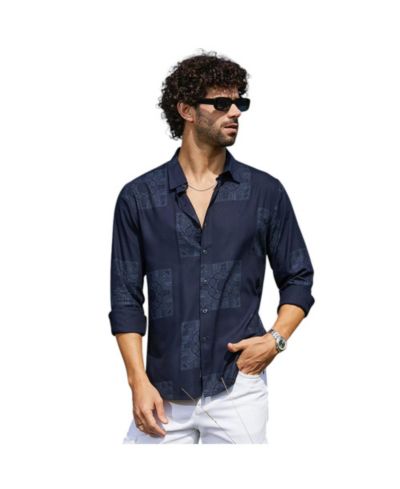 Campus Sutra Men's Navy Blue Celtic-Block Shirt