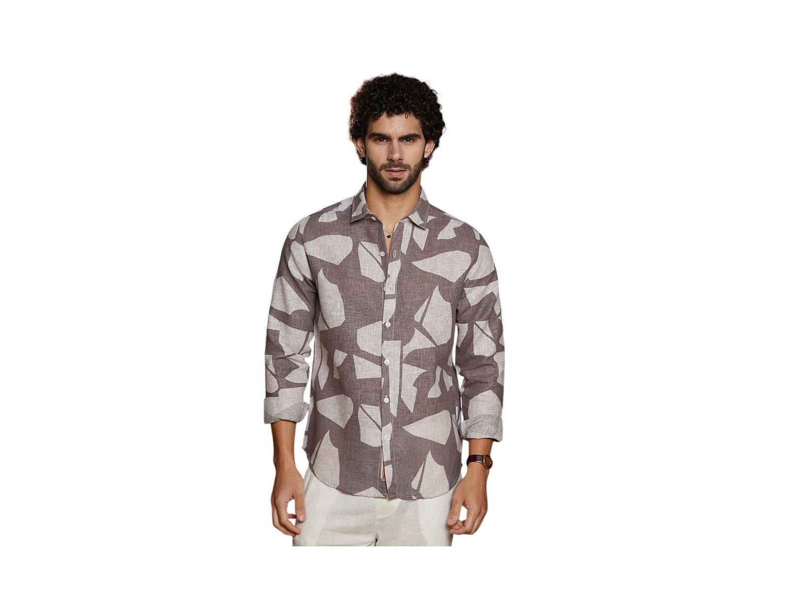 Мужская рубашка Ash Brown Abstract Heathered