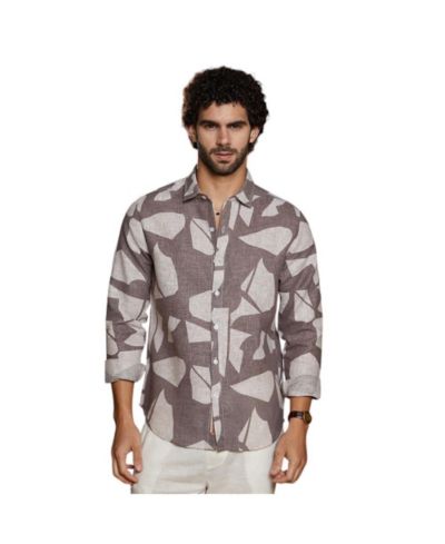Мужская рубашка Ash Brown Abstract Heathered