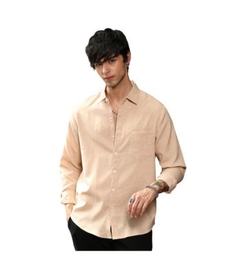 Мужская рубашка Campus Sutra Ecru Beige Solid Relaxed Shirt