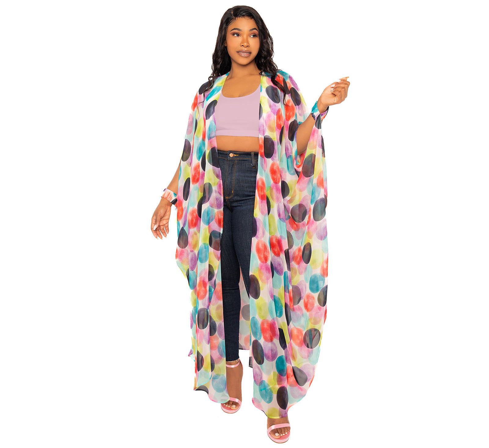 Buxom Couture Женский Polka Dot Robe с манжетами