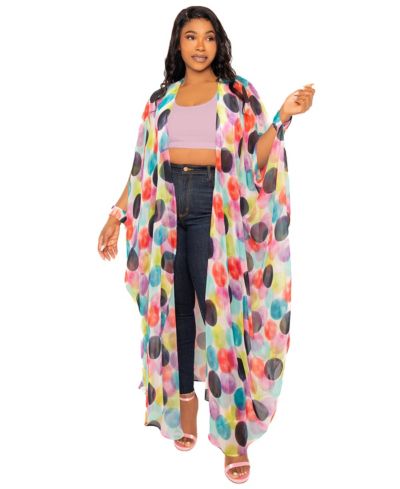Buxom Couture Women's Polka Dot Robe with Wrist Band