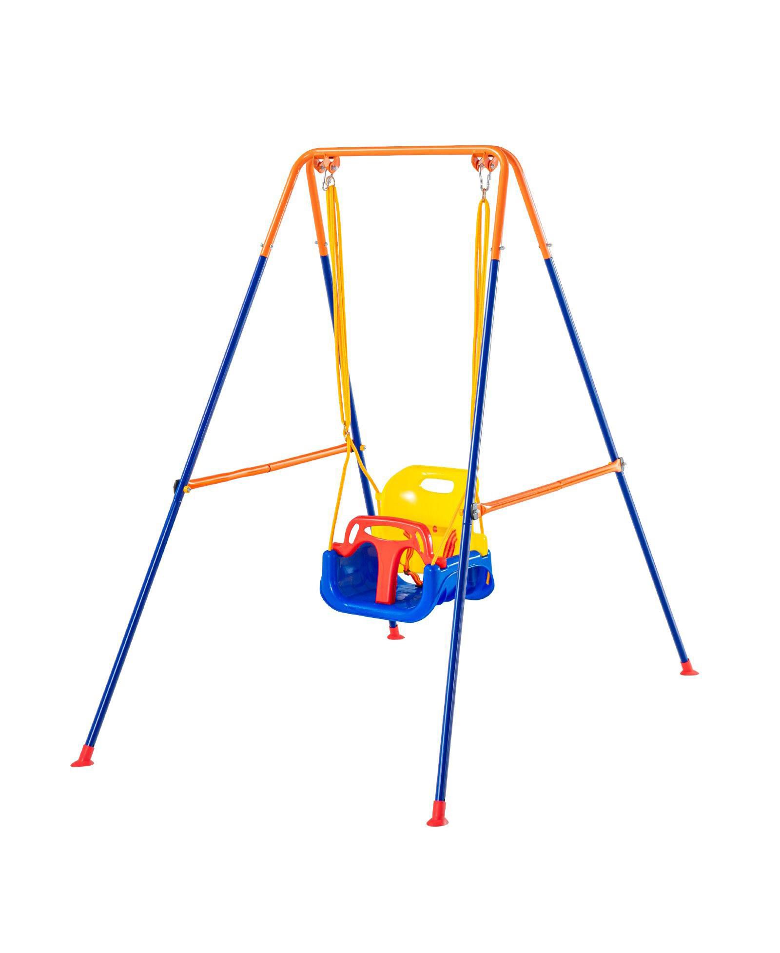 Slickblue Toddler Foldable Swing Set for Backyard with Metal Stand and 4 Sandbags-Multi Color