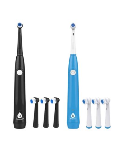 Набор электрических зубных щеток Pursonic USB Rechargeable — Black & White с 6 насадками и UV Sanitizer
