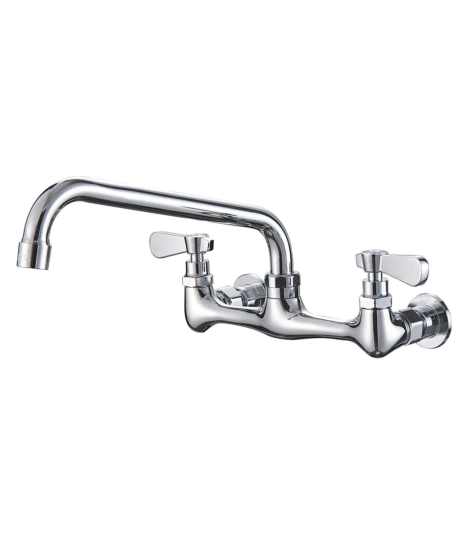 Greenspring 2-Handle Wall Mount Kitchen Faucet With 10 Inch Swivel Spout 8" Center In Polished Chrome