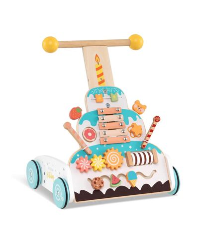 Costway Деревянная игрушка-каталка для малышей Ice Cream Cart с аксессуарами