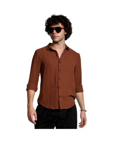 Мужская рубашка Campus Sutra Sienna Brown Woven-Lined