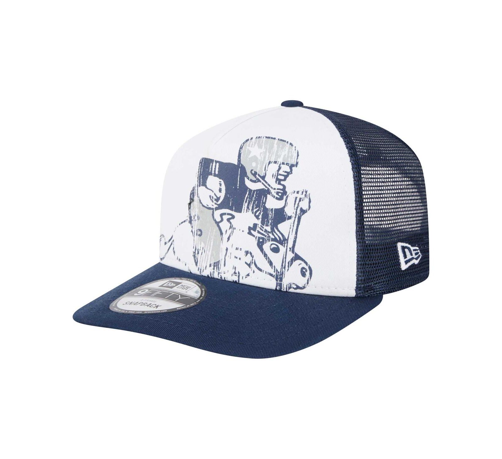 New Era Men's White/Navy Dallas Cowboys Distressed 9FIFTY A-Frame Snapback Hat