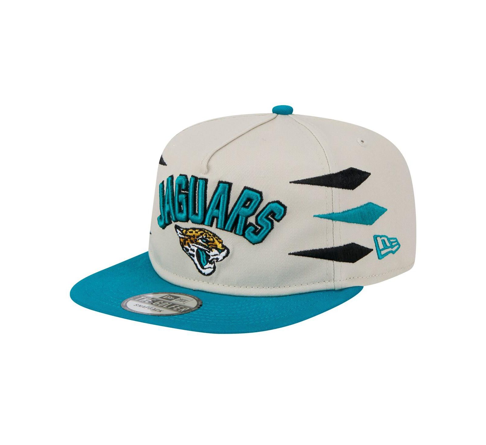 Мужская кепка New Era Stone/Teal Jacksonville Jaguars Athletic Golfer Snapback Hat