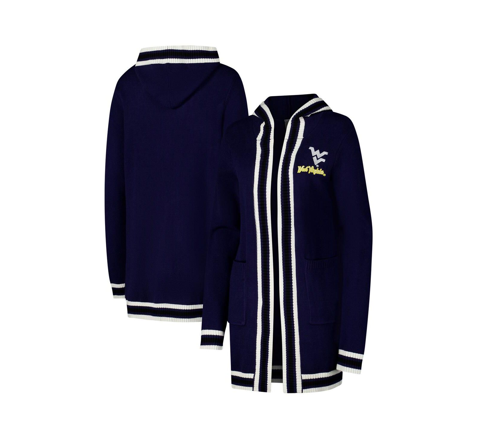 Женский кардиган-свитер Gameday Couture West Virginia Mountaineers Navy Stripe Detail Tri-Blend Hoodie