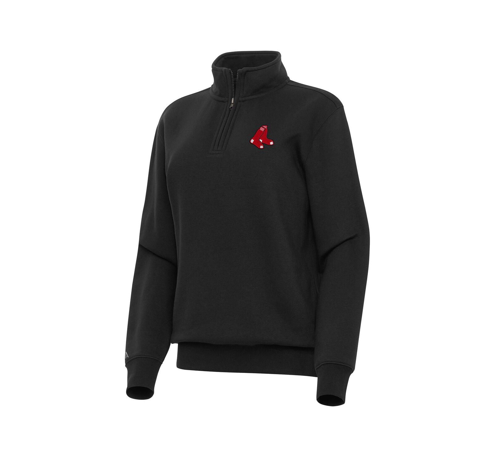 Antigua Women's Black Boston Red Sox Victory Quarter-Zip Sweatshirt