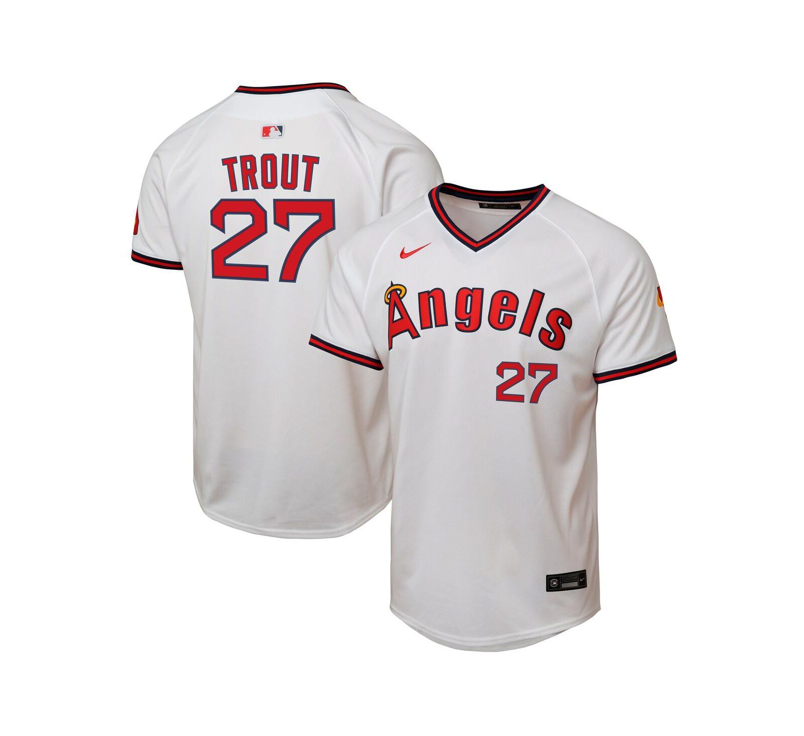 Nike игровая джерси Mike Trout Los Angeles Angels Alternate 2 для мальчиков и девочек, белая