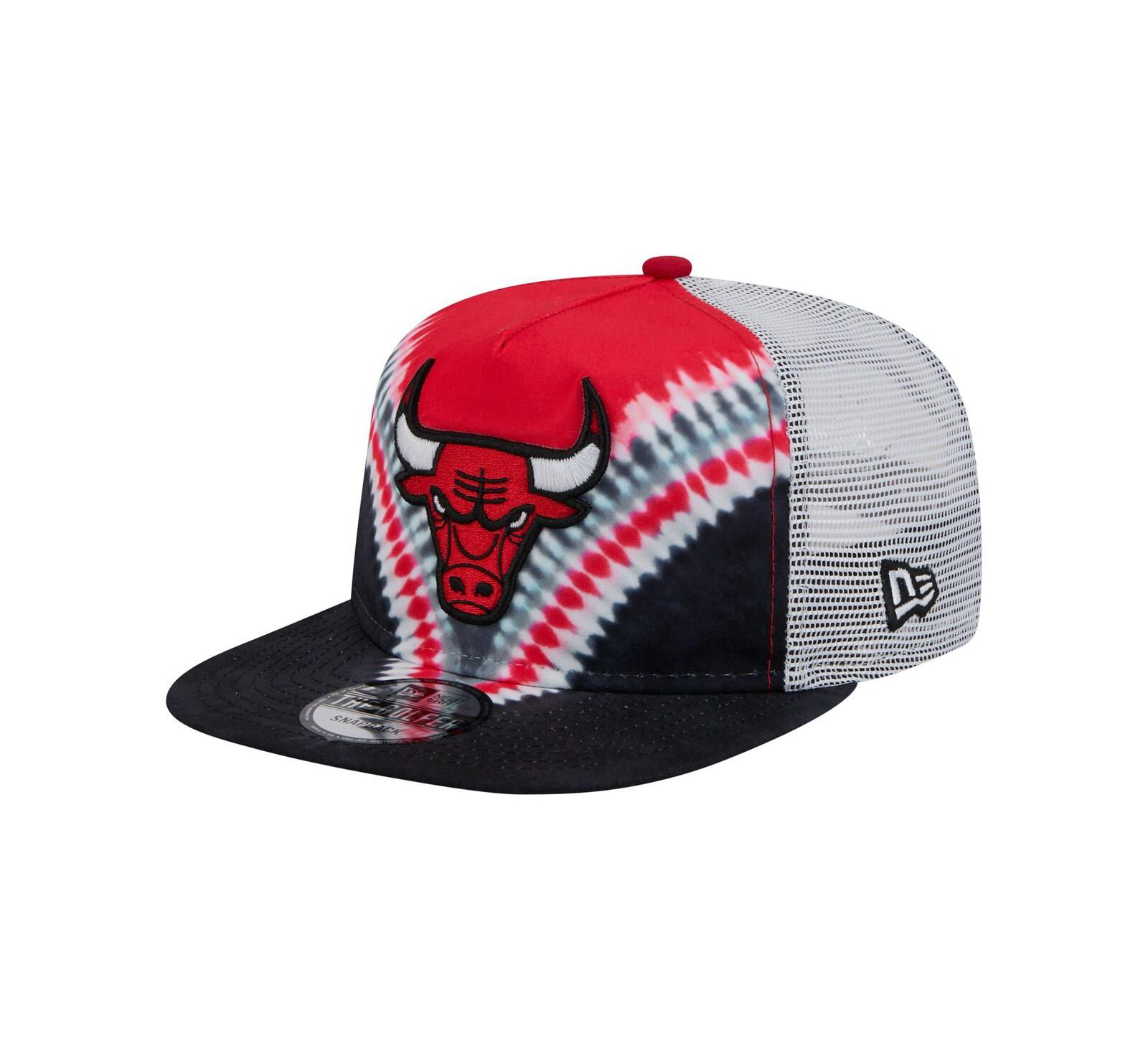 New Era Мужская кепка Chicago Bulls Throwback Dye Golfer Snapback, черная/красная