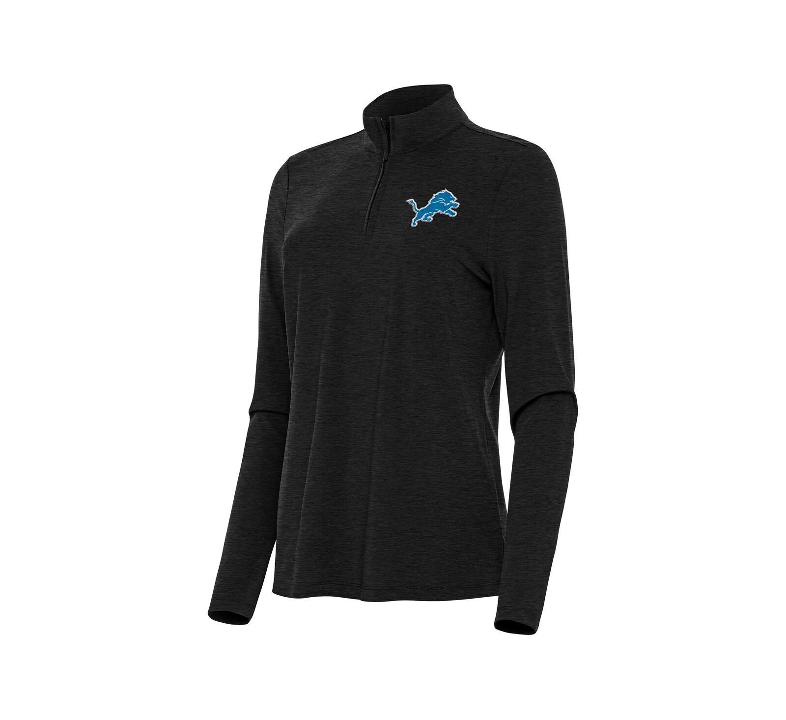 Женская толстовка Antigua Heather Black Detroit Lions Bright Quarter-Zip