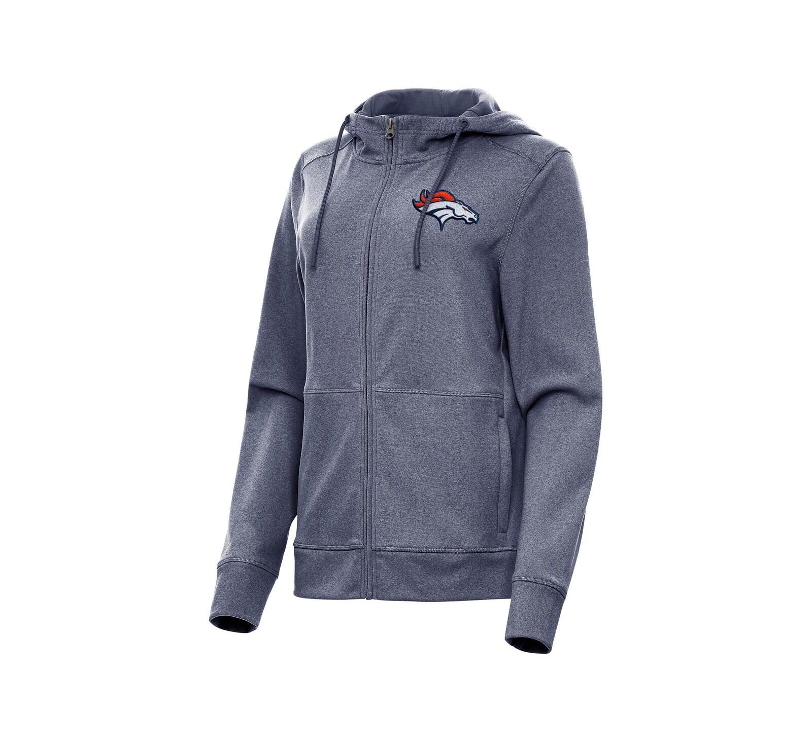 Женская толстовка на молнии Antigua Heather Navy Denver Broncos Seeker