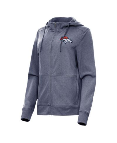 Женская толстовка на молнии Antigua Heather Navy Denver Broncos Seeker