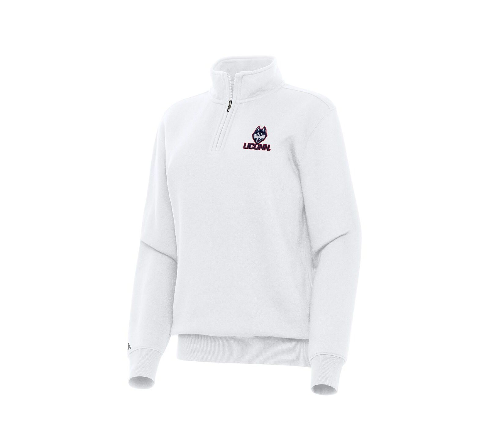Antigua Женский свитшот UConn Huskies Victory Quarter-Zip белого цвета