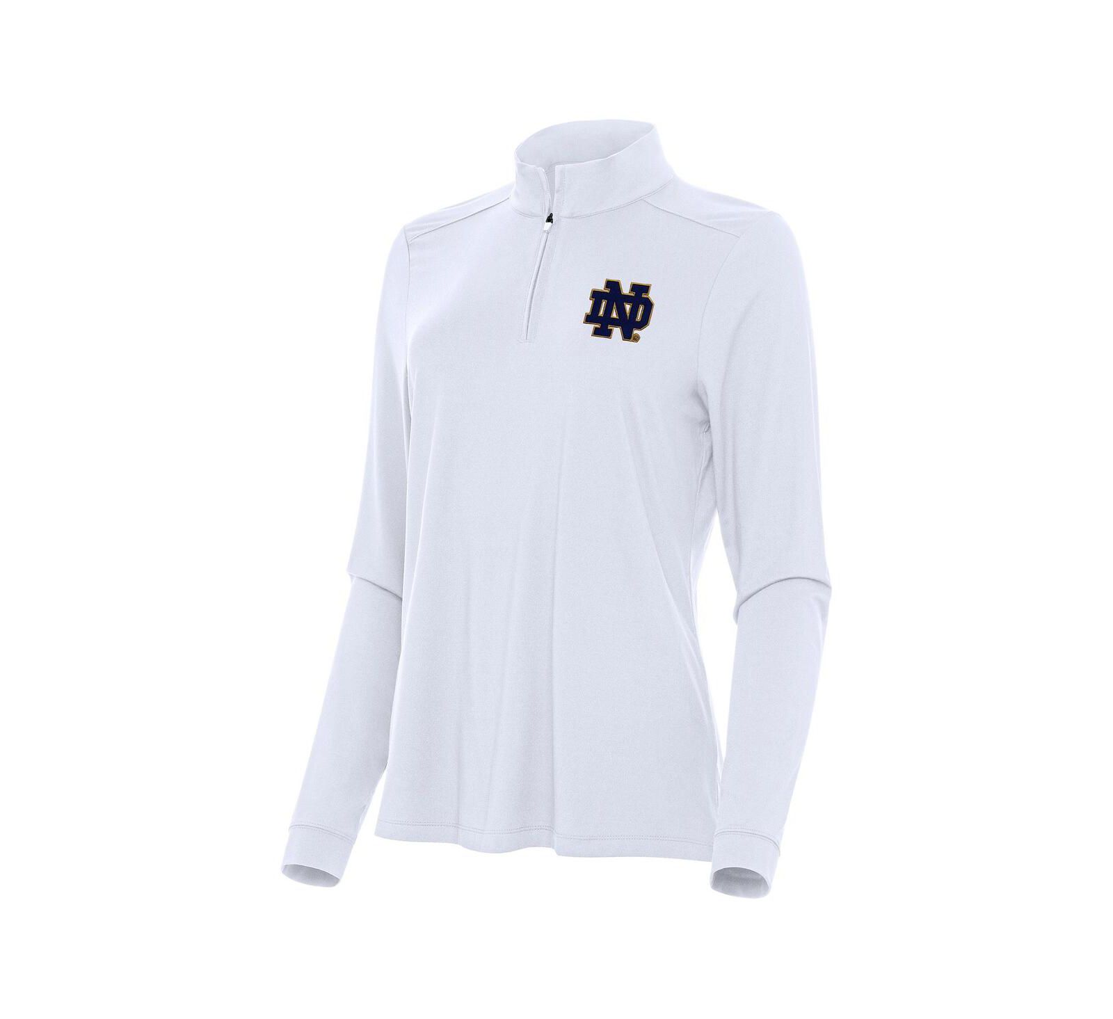 Antigua Женский топ с молнией Quarter-Zip White Notre Dame Fighting Irish Intent